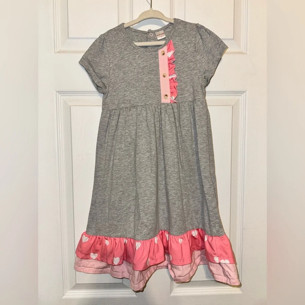 grey and pink dress combination Charming Gray Kids with Ruffle Details 1527